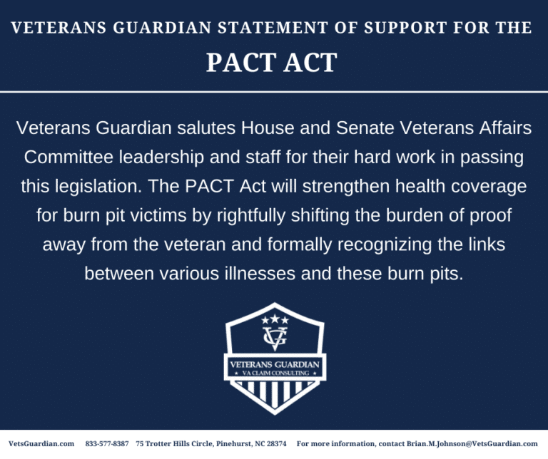 Veterans Guardian Issues Statement Of Support For The Pact Act Veterans Guardian Va Claim 1953